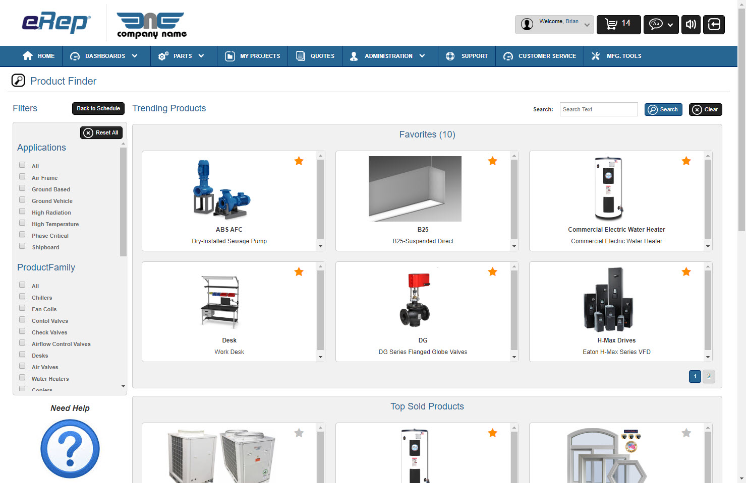 Selecting Products from the Project Schedule